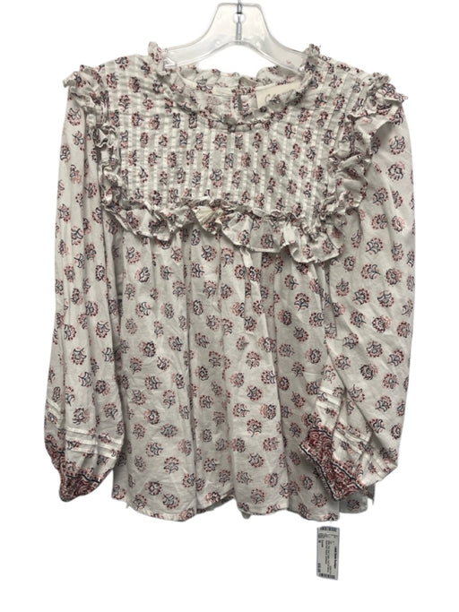 Cleobella Size M White, Pink, Red Cotton Puff 3/4 Sleeve Floral Print Top White, Pink, Red / M
