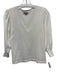 Lilla P Size M White Cotton & Linen Puff 1/2 Sleeve Knit V Neck Top White / M
