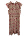 Anna Cate Size M Beige & Pink Cotton Shirred block print floral Midi Dress Beige & Pink / M