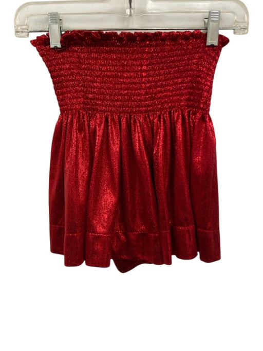 Queen of Sparkles Size XS Red Polyester Metallic Shirred Waist Flowy Shorts Red / XS