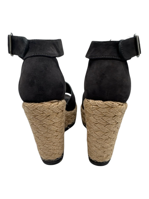 Stuart Weitzman Shoe Size 6.5 Charcoal Gray & Beige Suede Jute BRaided Wedges Charcoal Gray & Beige / 6.5