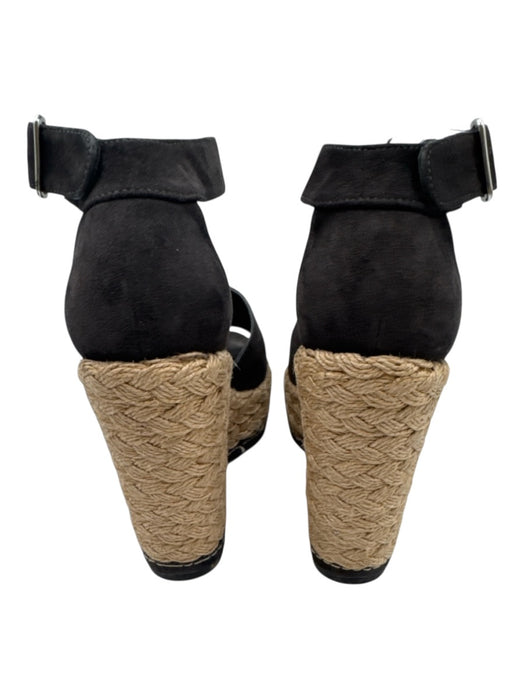 Stuart Weitzman Shoe Size 6.5 Charcoal Gray & Beige Suede Jute BRaided Wedges Charcoal Gray & Beige / 6.5