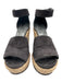 Stuart Weitzman Shoe Size 6.5 Charcoal Gray & Beige Suede Jute BRaided Wedges Charcoal Gray & Beige / 6.5