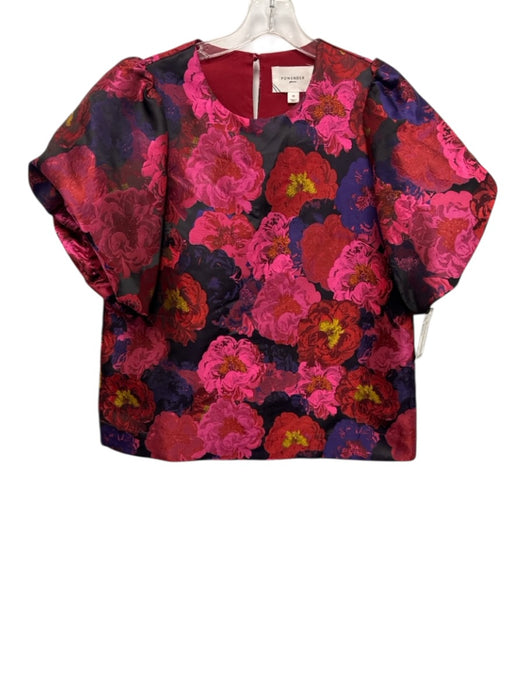 Pomander Place Size Medium Red, Pink, Purple Polyester Short Bubble Sleeve Top Red, Pink, Purple / Medium