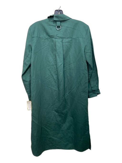 Tibi Size 0 Green COTTON & LINEN Button Up Pockets 3/4 Sleeve Dress Green / 0