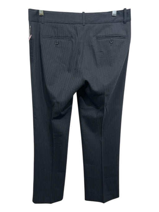 Theory Size 6 Black Wool Striped Hook & Zip Fly Low Rise Straight Leg Pants Black / 6