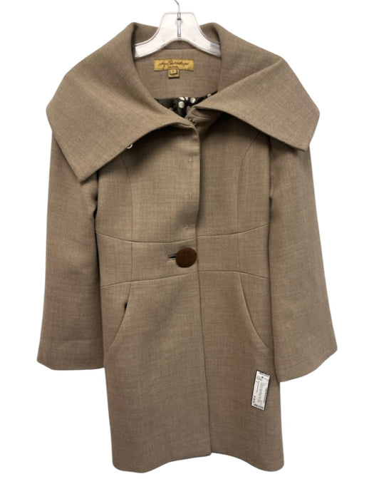 Anya Ponorovskaya Size 2 Tan Brown Wool Blend Wide Collar Heathered Coat Tan Brown / 2