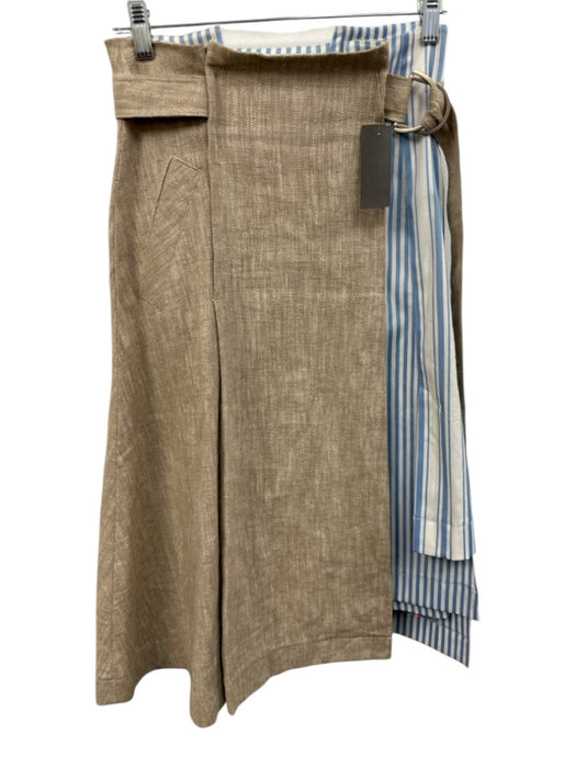 Echtego Size P Beige, Light Blue & White No Fabric Tag Fabric Block Striped Coat Beige, Light Blue & White / P