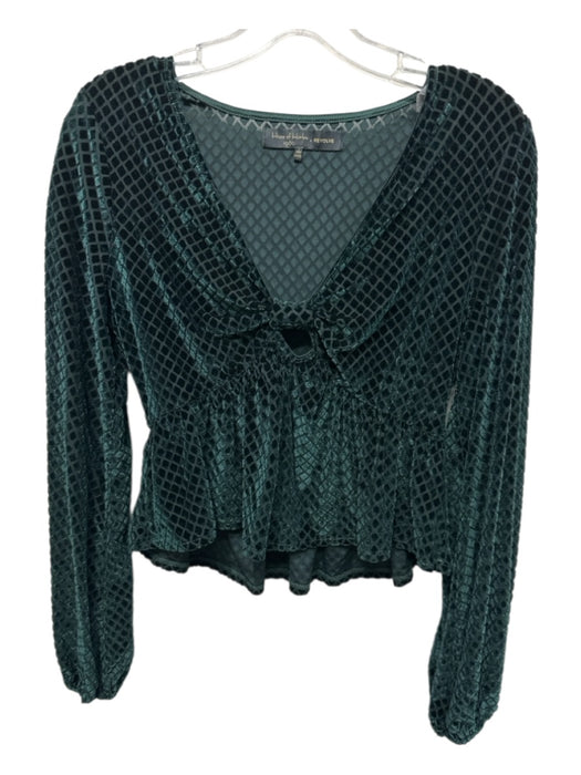 House of Harlow Size S Dark Green Polyester Blend Velvet Diamonds Top Dark Green / S