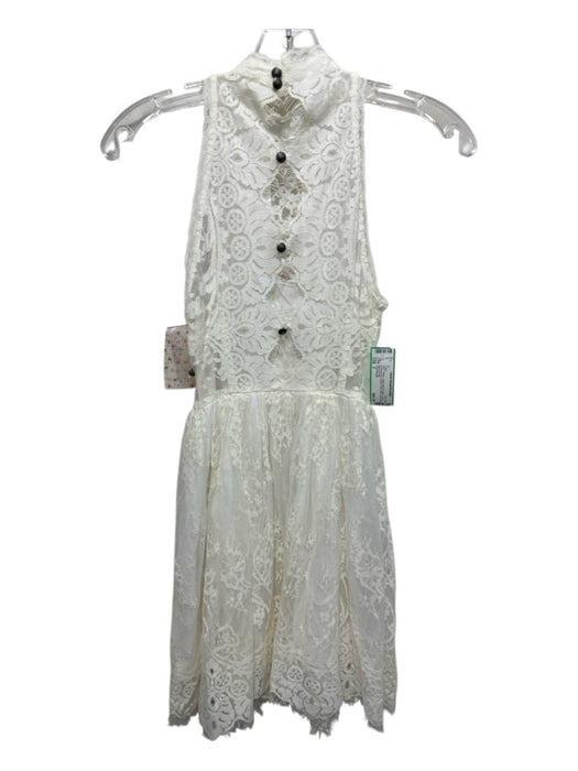 Free People Size 2 White Cotton Blend Mesh Lace keyhole front Button Front Dress White / 2
