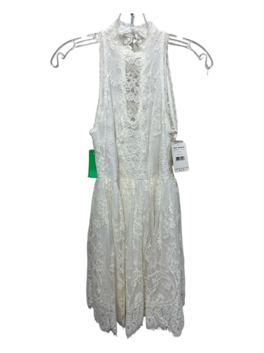 Free People Size 2 White Cotton Blend Mesh Lace keyhole front Button Front Dress White / 2