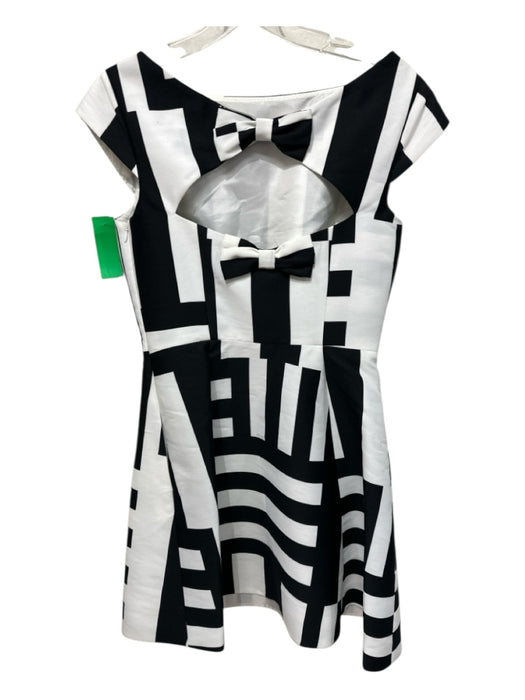 Kate Spade Size 2 Black & White Polyester High Square Neck Striped Dress Black & White / 2