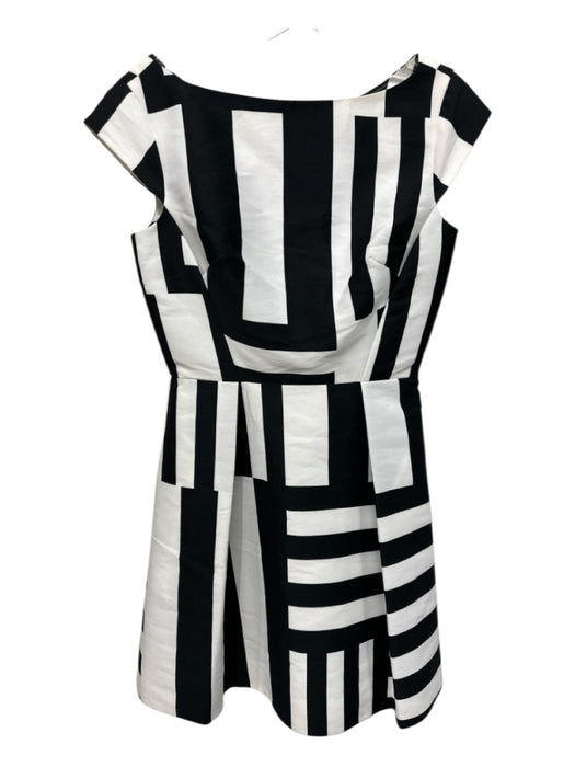 Kate Spade Size 2 Black & White Polyester High Square Neck Striped Dress Black & White / 2