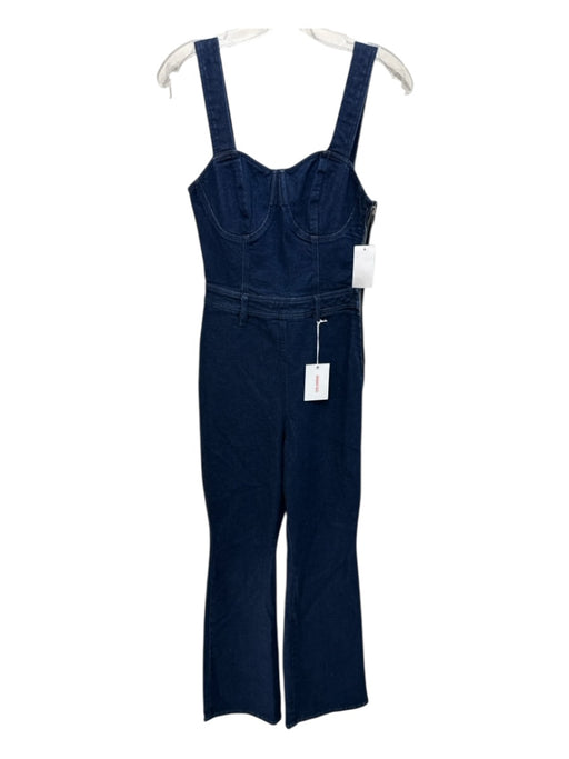 Good American Size 1 Dark Wash Cotton Blend Denim Cups Strapless Jumpsuit Dark Wash / 1