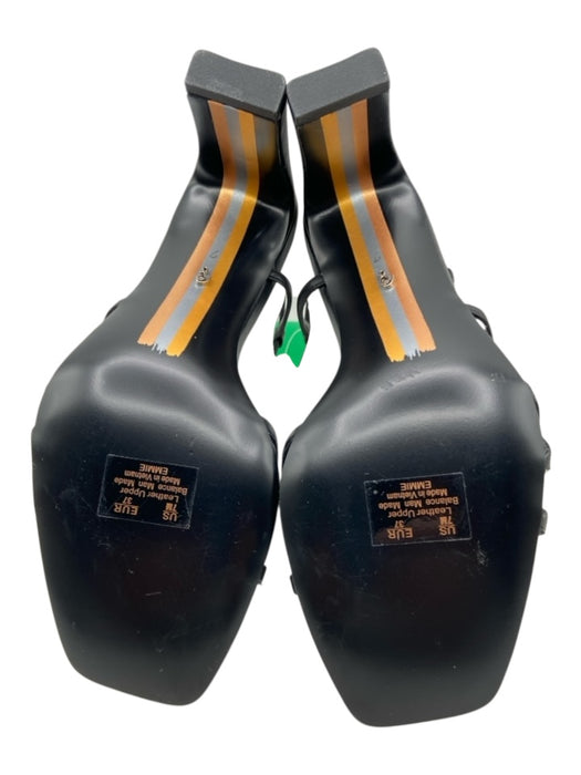 Sam Edelman Shoe Size 7 Black Leather square heel Strappy Ankle Buckle Sandals Black / 7