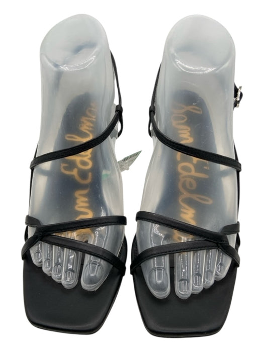 Sam Edelman Shoe Size 7 Black Leather square heel Strappy Ankle Buckle Sandals Black / 7