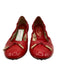 Tods Shoe Size 37.5 Red Patent Leather Gold hardware Tie Detail Scrunched Flats Red / 37.5