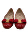 Salvatore Ferragamo Shoe Size 7 Red Patent Leather Ribbon Bow Round Toe Flats Red / 7