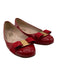 Salvatore Ferragamo Shoe Size 7 Red Patent Leather Ribbon Bow Round Toe Flats Red / 7