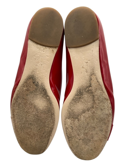 Salvatore Ferragamo Shoe Size 7 Red Patent Leather Ribbon Bow Round Toe Flats Red / 7