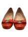 Salvatore Ferragamo Shoe Size 7 Orange Patent Leather Ribbon Bow Round Toe Flats Orange / 7