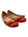 Salvatore Ferragamo Shoe Size 7 Orange Patent Leather Ribbon Bow Round Toe Flats Orange / 7