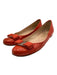Salvatore Ferragamo Shoe Size 7 Orange Patent Leather Ribbon Bow Round Toe Flats Orange / 7