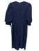 Aidan Mattox Size 0 Navy Blue Polyester Blend 1/2 Puff Sleeve V Neck Dress Navy Blue / 0