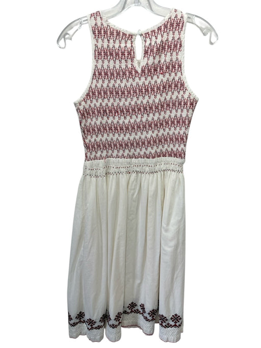 Tularosa Size XS Cream White & Red Cotton Sleeveless Beaded Accent Dress Cream White & Red / XS