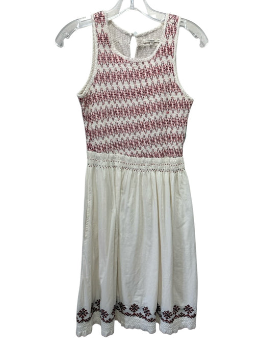 Tularosa Size XS Cream White & Red Cotton Sleeveless Beaded Accent Dress Cream White & Red / XS