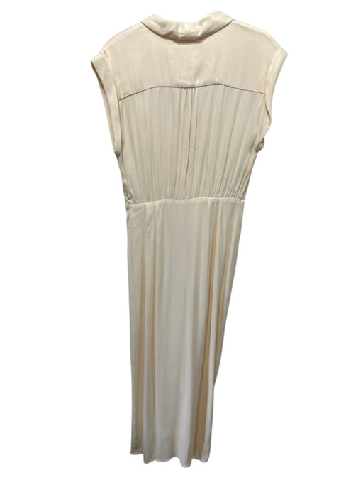 By Anthropologie Size 0P Cream Beige Viscose Cap Sleeve V Neck Dress Cream Beige / 0P