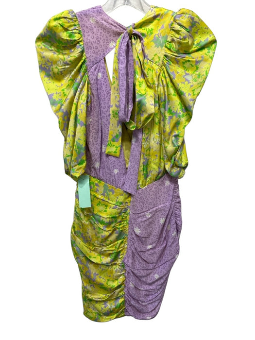 For Love & Lemons Size XS Yellow, Purple & Green Viscose Blend Floral Dress Yellow, Purple & Green / XS