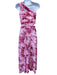 Aidan Aidan Mattox Size 2 White & Pink Polyester Floral One Shoulder Gown White & Pink / 2