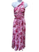 Aidan Aidan Mattox Size 2 White & Pink Polyester Floral One Shoulder Gown White & Pink / 2