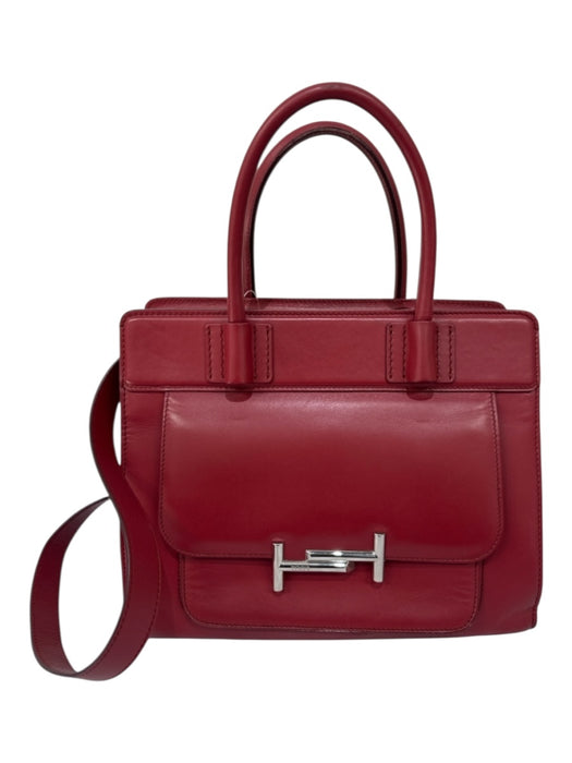 Tod's Red Leather Handle Top Adjustable Strap Zip closure Bag Red / Medium