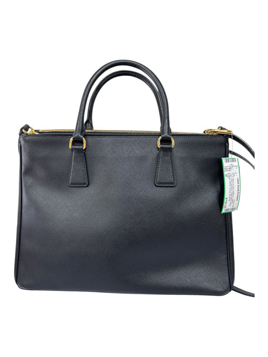 Prada Black & Gold Saffiano Leather Logo Gold Hardware Detachable Strap Bag Black & Gold / M
