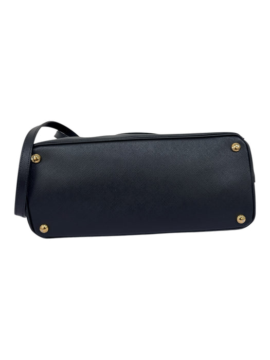 Prada Black & Gold Saffiano Leather Logo Gold Hardware Detachable Strap Bag Black & Gold / M