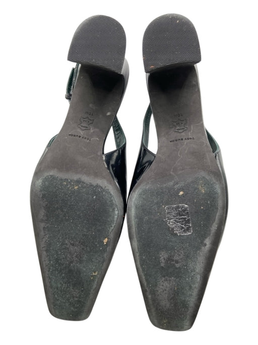 Tory Burch Shoe Size 10 Black Patent Leather Square Toe Gold Hardware Flats Black / 10