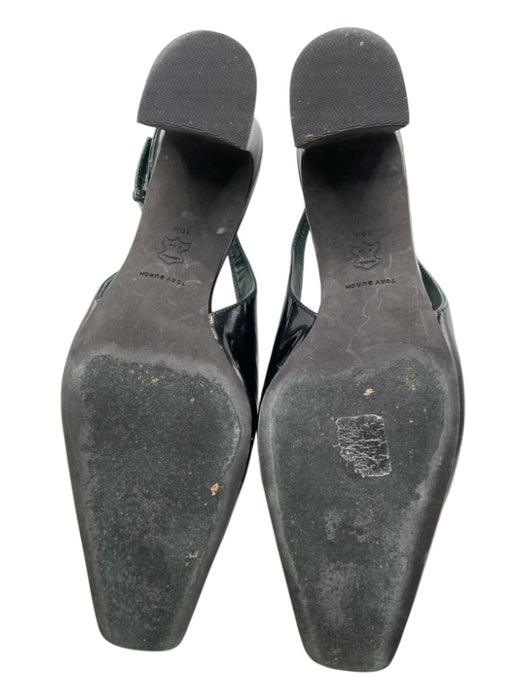 Tory Burch Shoe Size 10 Black Patent Leather Square Toe Gold Hardware Flats Black / 10