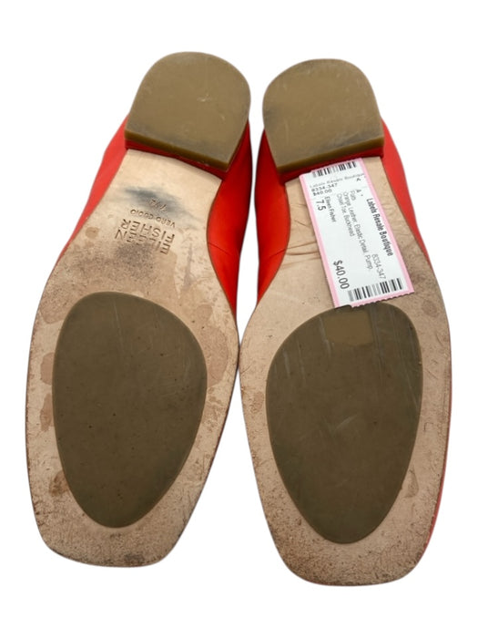 Eileen Fisher Shoe Size 7.5 Orange Leather Elastic Detail Pump Chisel Toe Flats Orange / 7.5