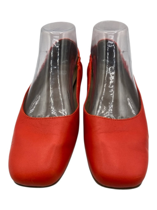 Eileen Fisher Shoe Size 7.5 Orange Leather Elastic Detail Pump Chisel Toe Flats Orange / 7.5