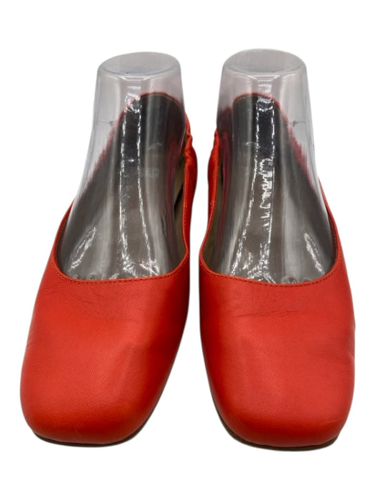 Eileen Fisher Shoe Size 7.5 Orange Leather Elastic Detail Pump Chisel Toe Flats Orange / 7.5