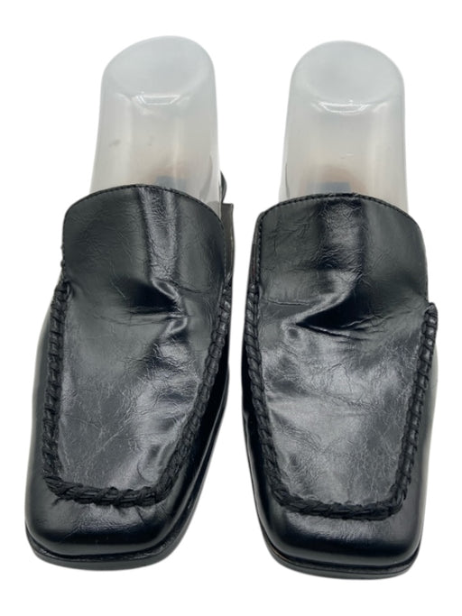 Dolce Vita Shoe Size 7 Black Leather Moccasin Square Toe Slip On Flat Mules Black / 7