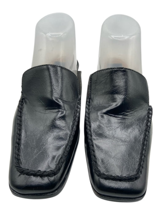Dolce Vita Shoe Size 7 Black Leather Moccasin Square Toe Slip On Flat Mules Black / 7