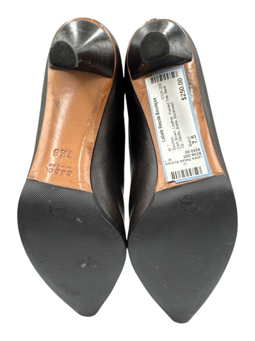 Gucci Shoe Size 7.5 Dark Brown Leather Pointed Toe Back Zip Stiletto Booties Dark Brown / 7.5