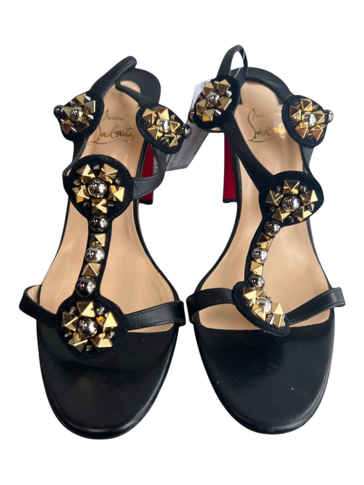 Christian Louboutin Shoe Size 39 1/2 Black Manmade Material Silver heel Heels Black / 39 1/2