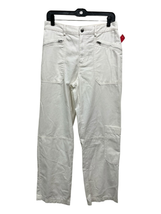 H&M Size 6 White Cotton Cargo Pockets Pants White / 6