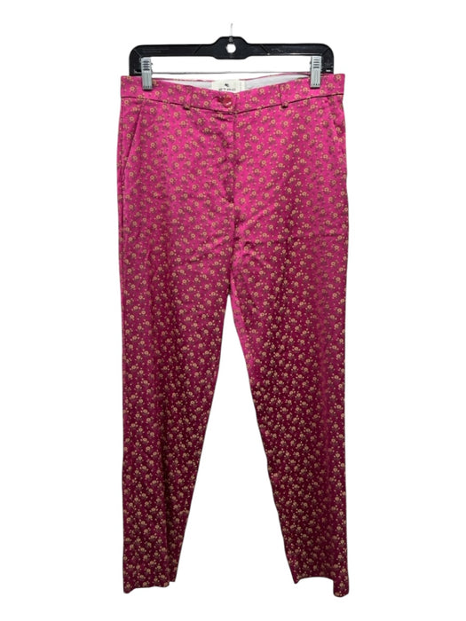 Etro Size 42 Pink & Multi Viscose & Polyamide Zip Fly Floral Print Pants Pink & Multi / 42