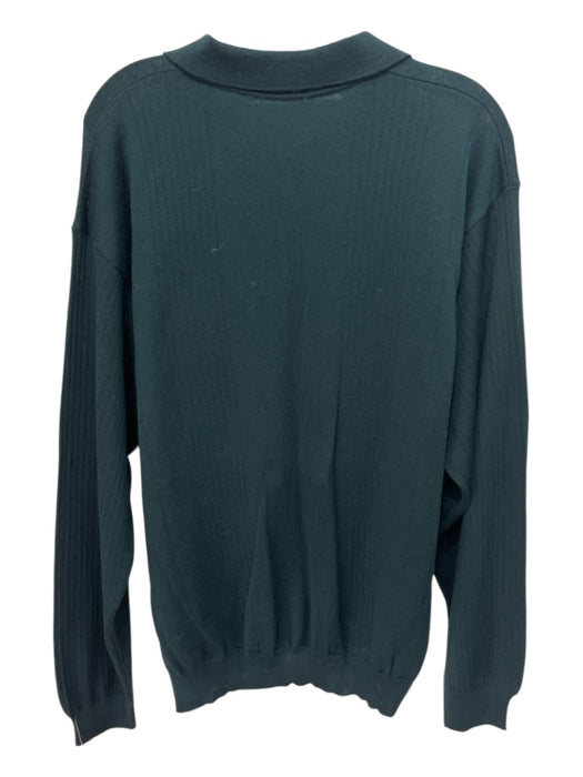 No Brand Size Est L Emerald Merino Wool Solid Polo Men's Sweater Est L