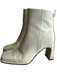 Sam Edelman Shoe Size 8 White Leather Upper Square Toe Side Zip Block Heel Boots White / 8